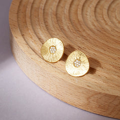 "Lotus Whisper" Textured Gold Petal Studs with Wood Grain Detail
